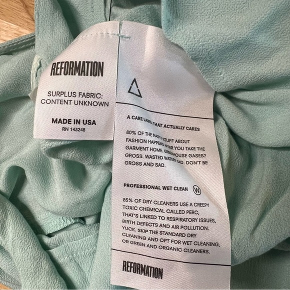 Reformation Cassidy Tank Top Size Large Mint Green Flowy Low Back - Picture 4 of 13